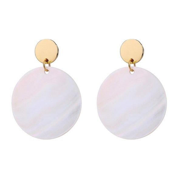 Mother-of-Pearl Disc Earrings - Picture 3 of 4